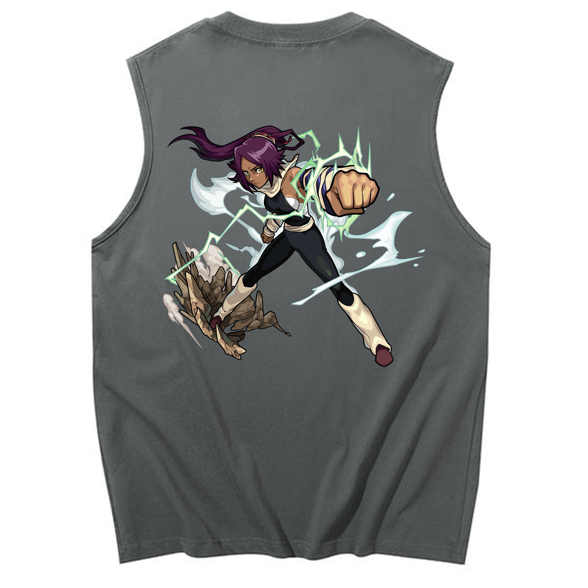 （画像用） ブリーチ 四楓院 夜一（しほういん よるいち） BLEACH Shihouin Yoruichi コットン100％タンクトップ（背面プリント）